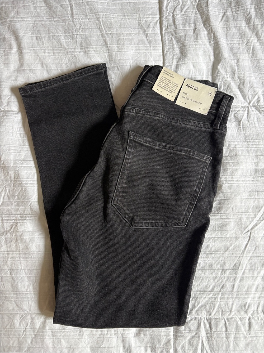 Agolde Riley High Rise Straight Crop in Black Sz 26 Washed black